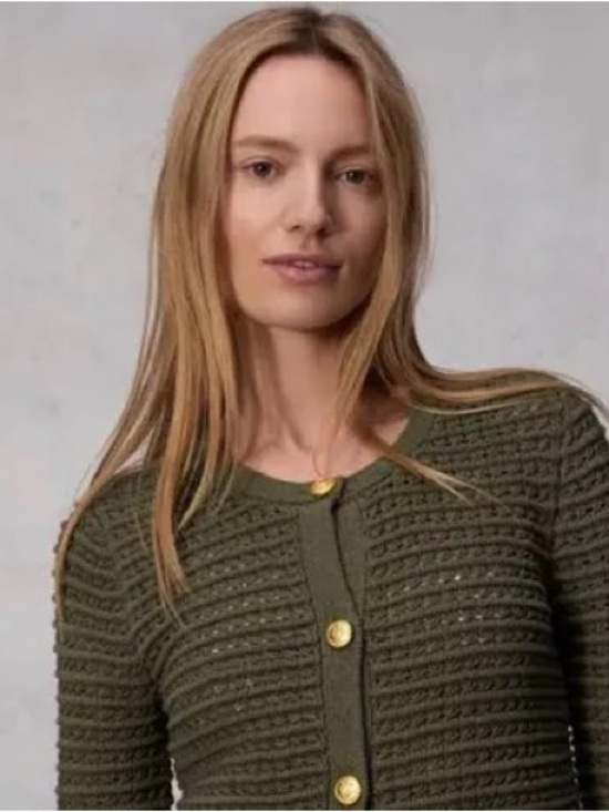 rag & bone Sweaters - rag & bone Olive Cropped Waffle-Knit Button Cardigan XS